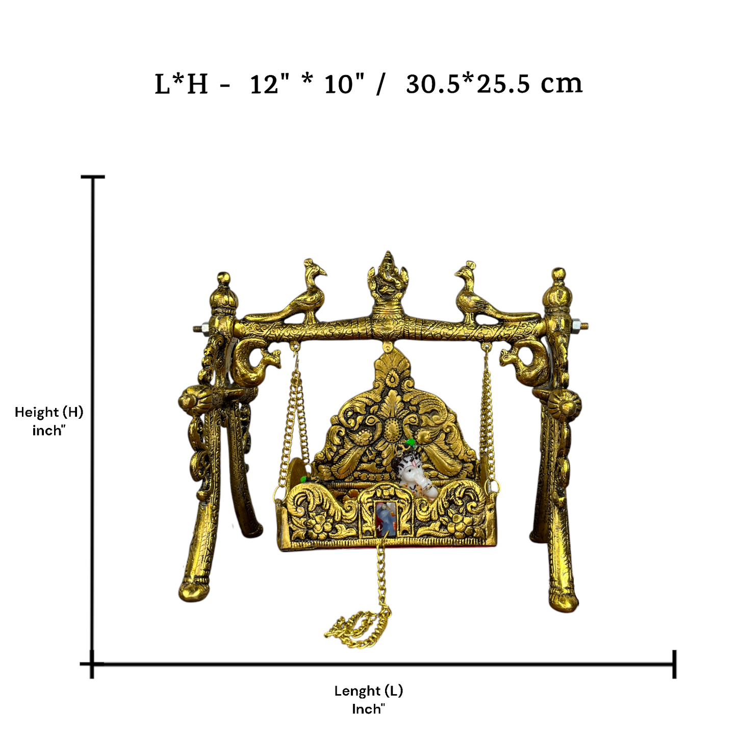 Laddu Gopal Peacock Jhula Metal golden