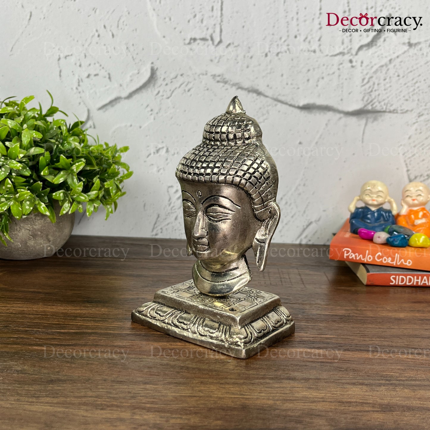 Buddha Face stand Metal silver