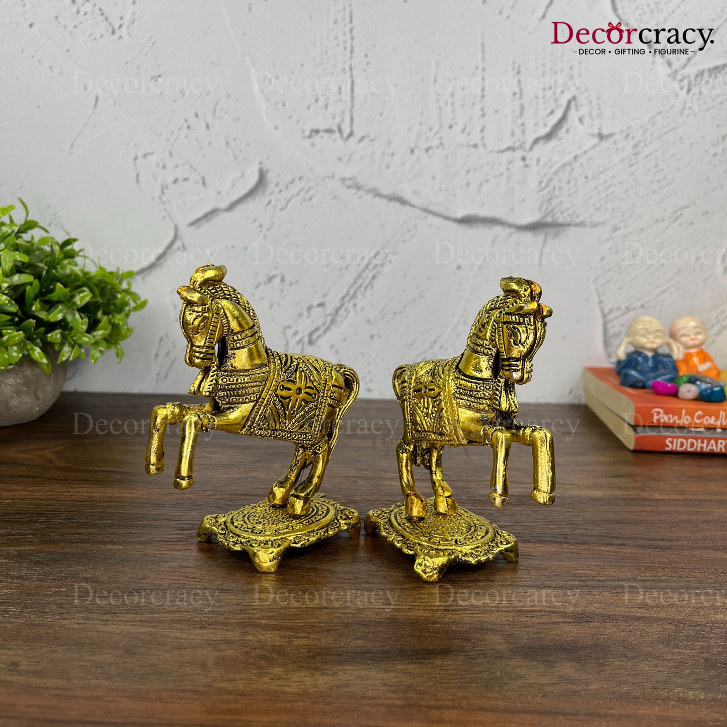 Jumping Horse Set Metal golden