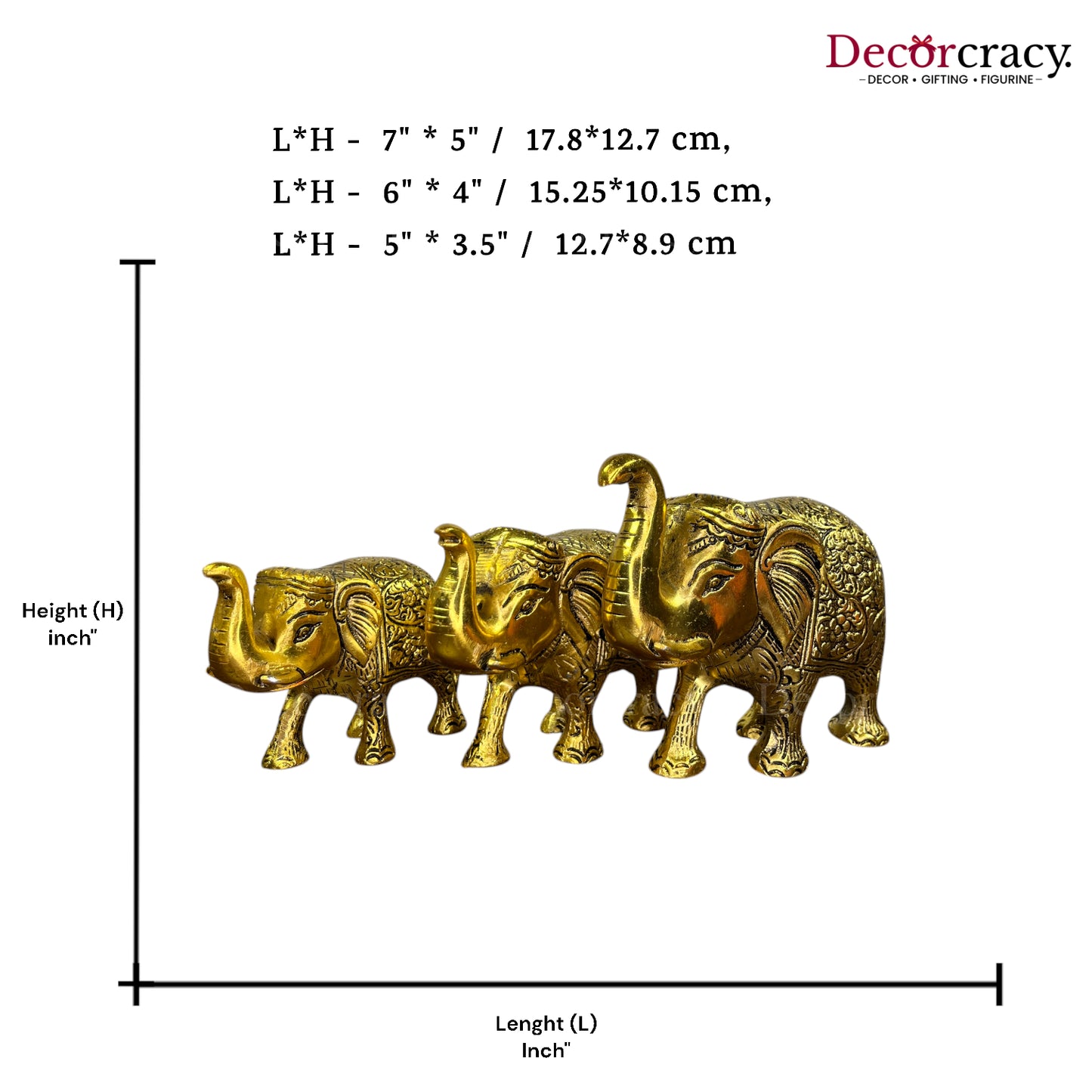 Elephant Set Hathi Metal golden