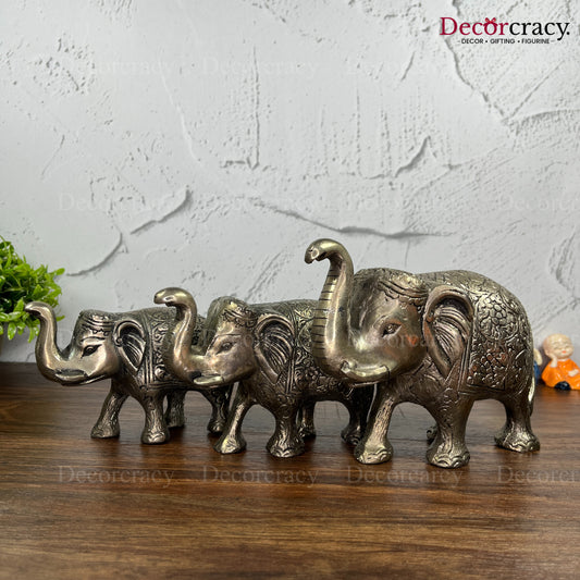 Elephant Set Hathi Metal silver