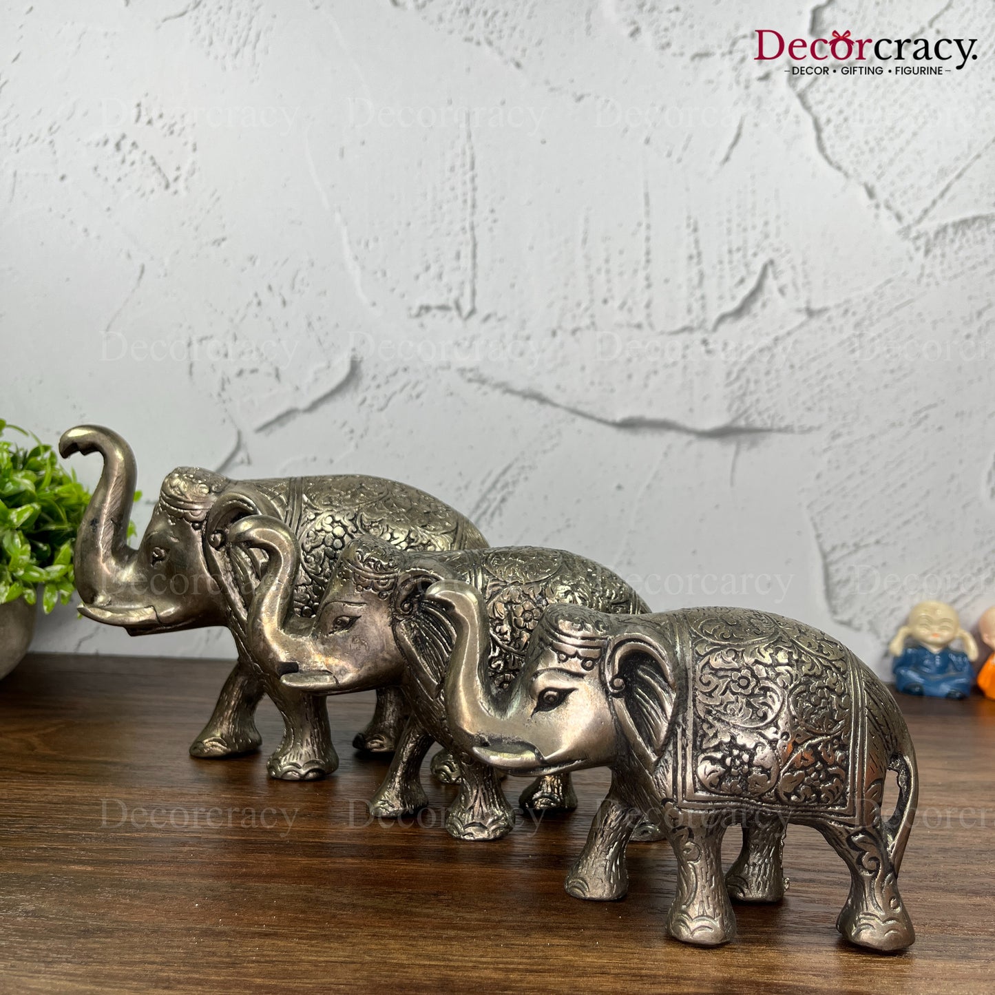 Elephant Set Hathi Metal silver