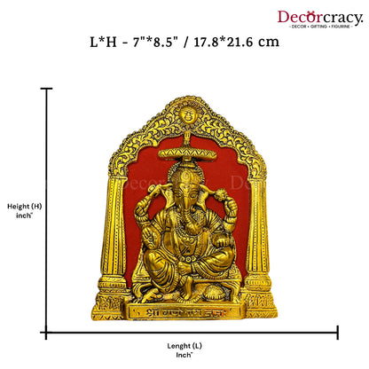 Shree Ganesh Frame Wall Hanging Metal golden