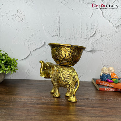 Bowl Elephant Metal golden