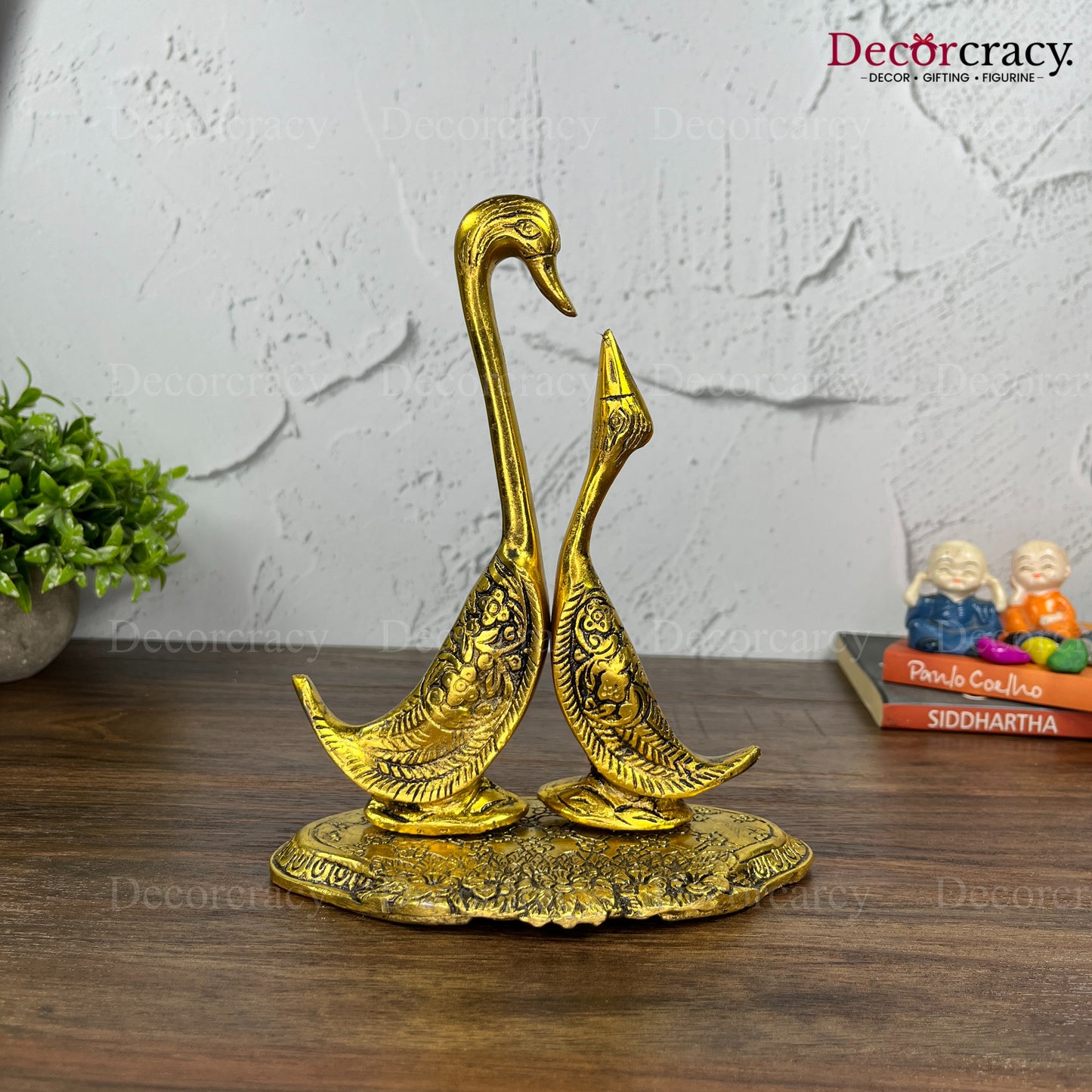 Love Birds Swan Metal golden