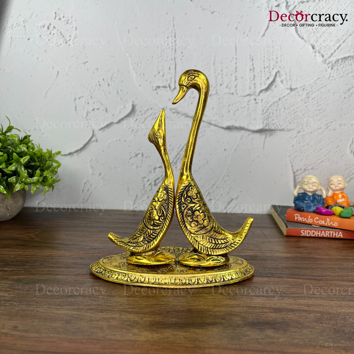 Love Birds Swan Metal golden