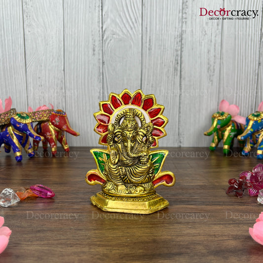 Shree Ganesh Flower Metal golden