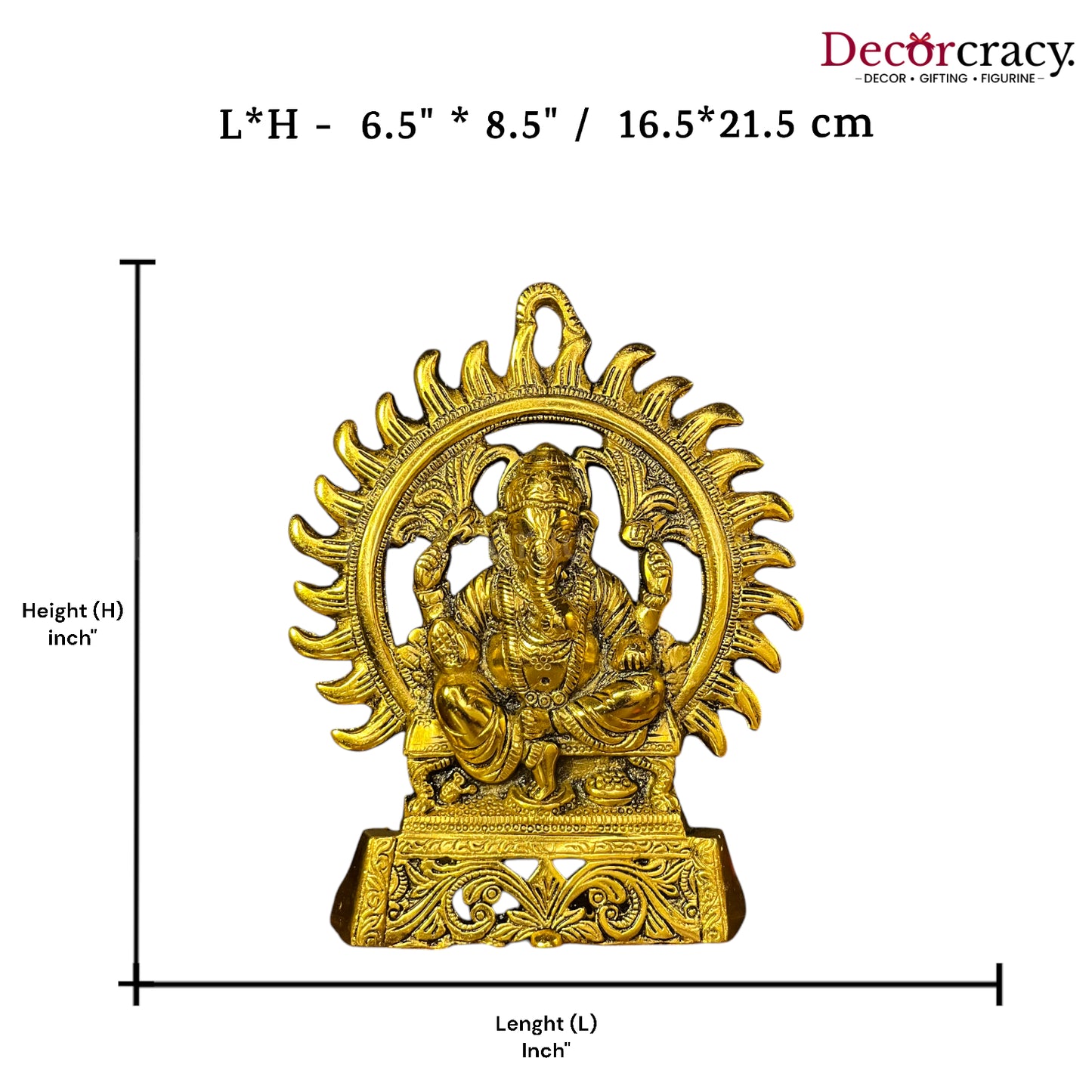 Lord Ganesha with Divine Halo Metal golden
