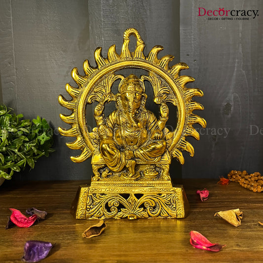 Lord Ganesha with Divine Halo Metal golden