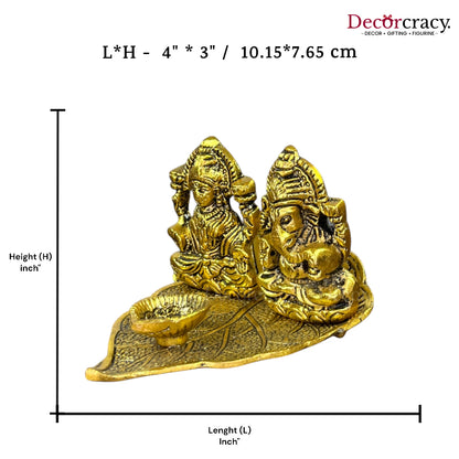 Shree Lakshmi Ganesh Patta Deepak Metal golden