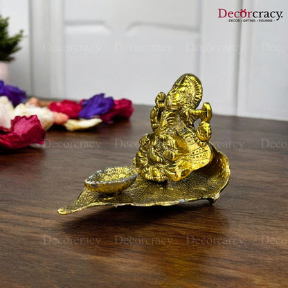 Shree Ganesh Patta Deepak Metal golden