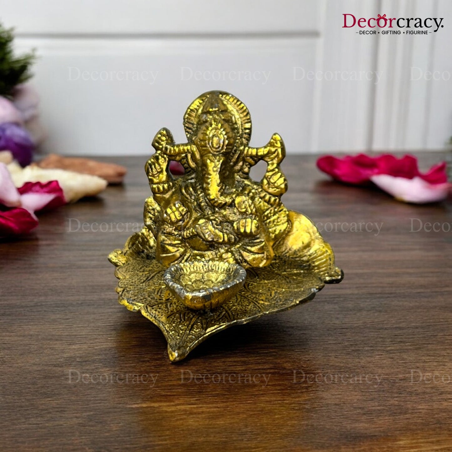 Shree Ganesh Patta Deepak Metal golden