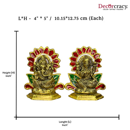 Shree Lakshmi Ganesh Flower Metal golden