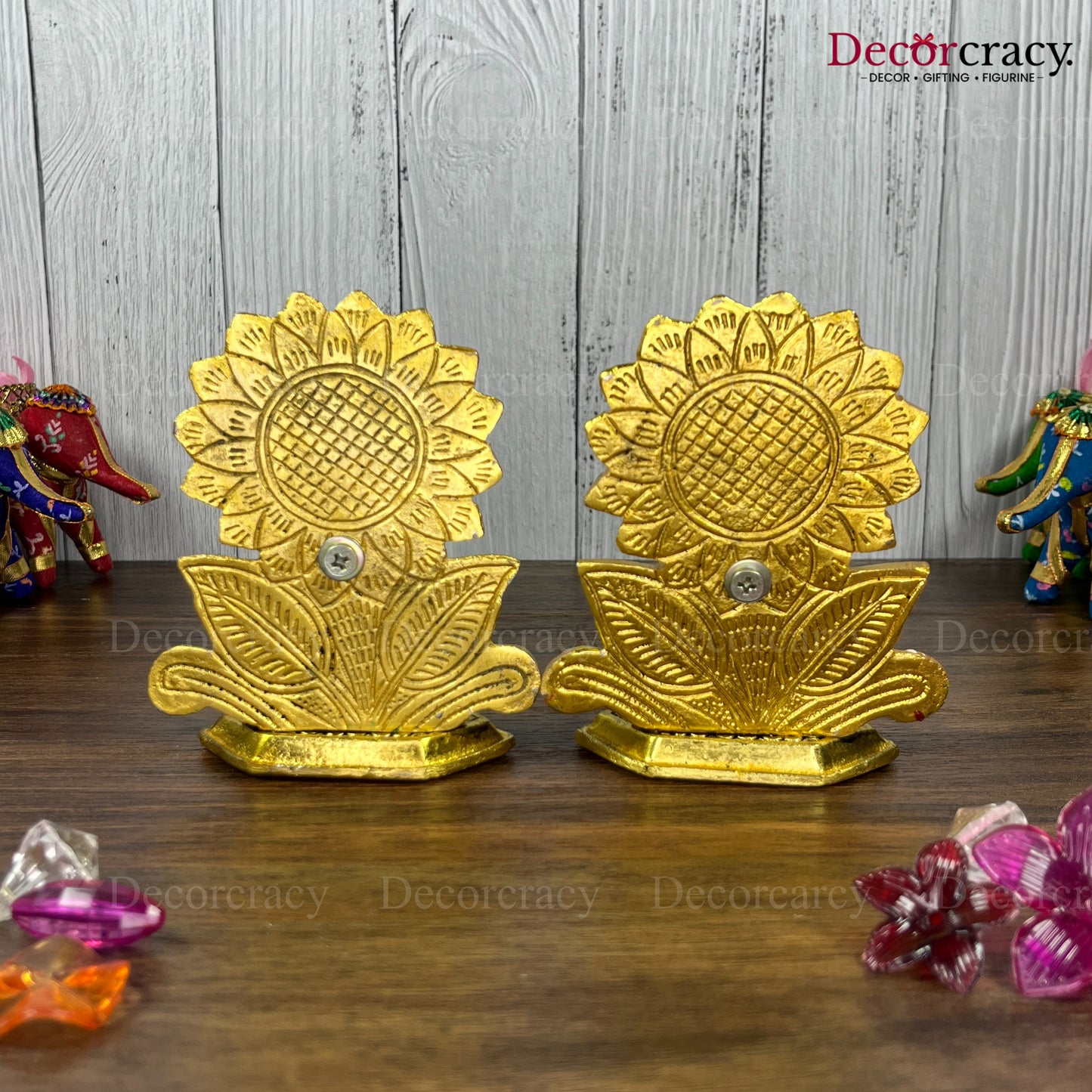 Shree Lakshmi Ganesh Flower Metal golden