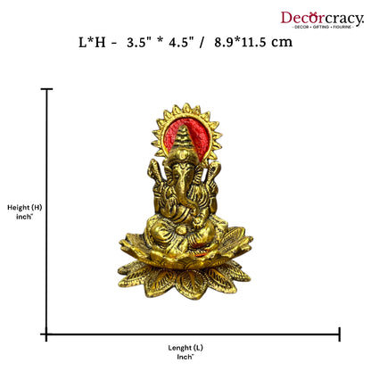 Shree Ganesh Lotus Metal golden
