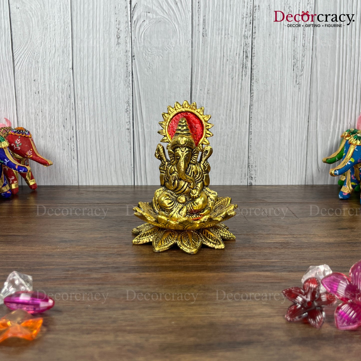 Shree Ganesh Lotus Metal golden