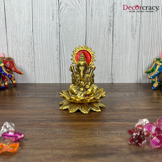 Shree Ganesh Lotus Metal golden