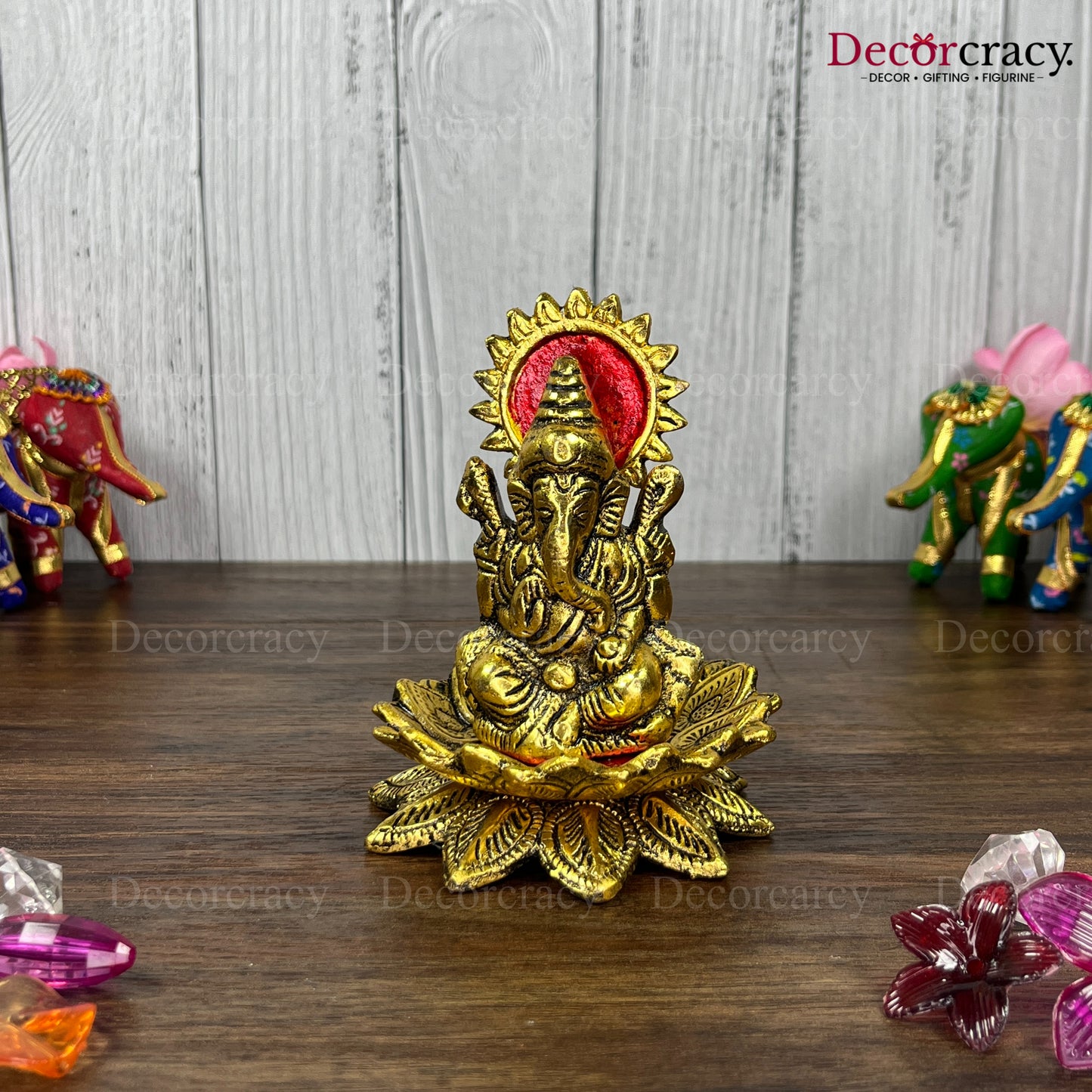 Shree Ganesh Lotus Metal golden