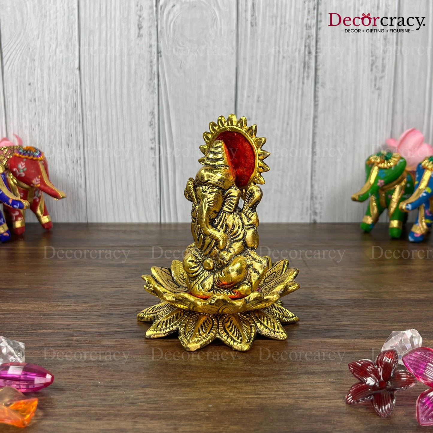 Shree Ganesh Lotus Metal golden