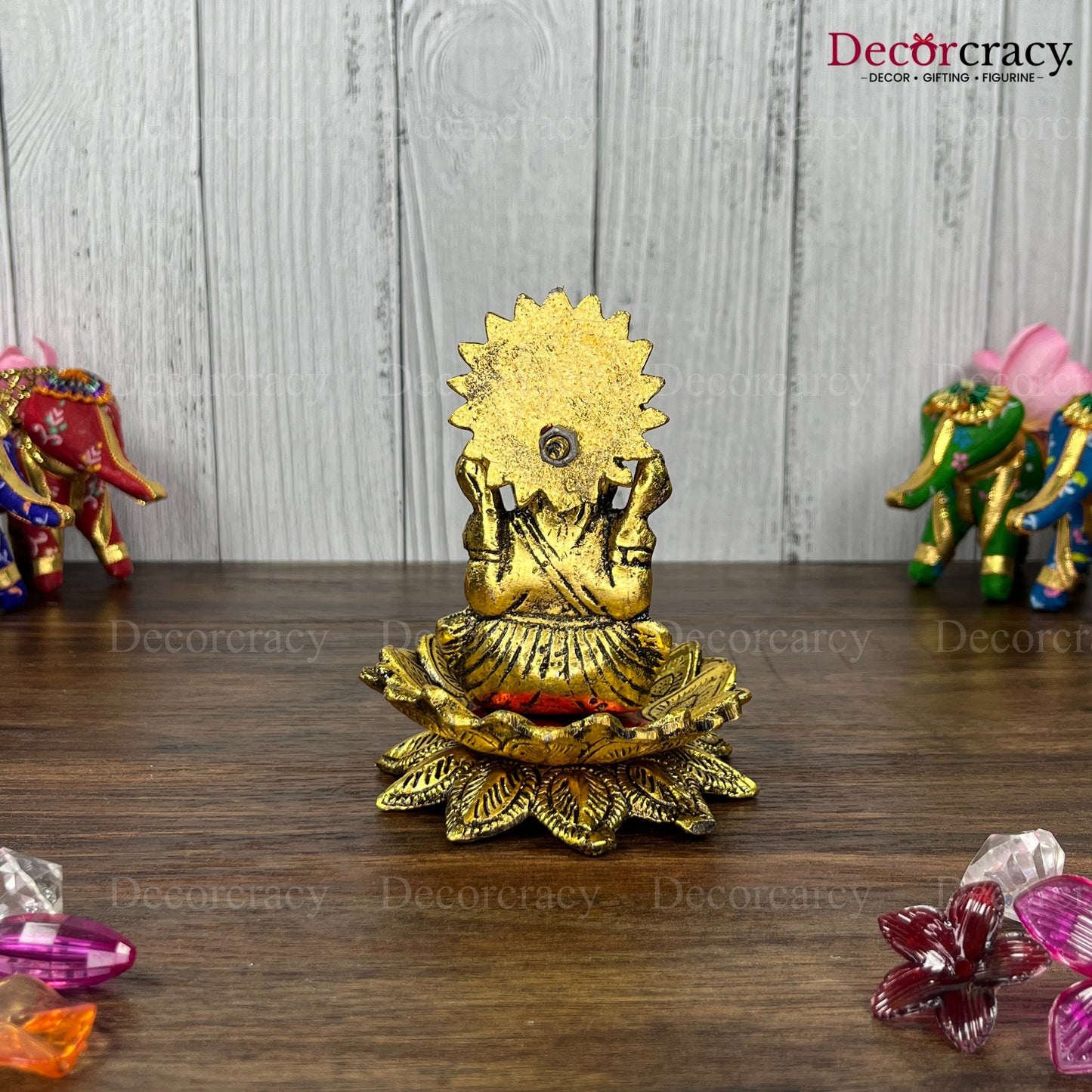 Shree Ganesh Lotus Metal golden