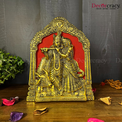 Shree Radha Krishna Frame Wall Hanging Metal golden
