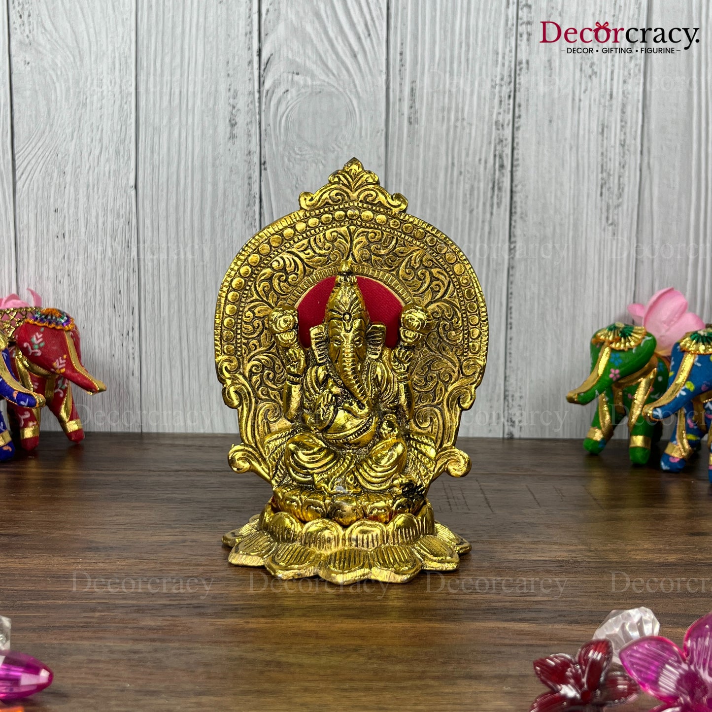 Shree Ganesh Flower Metal golden