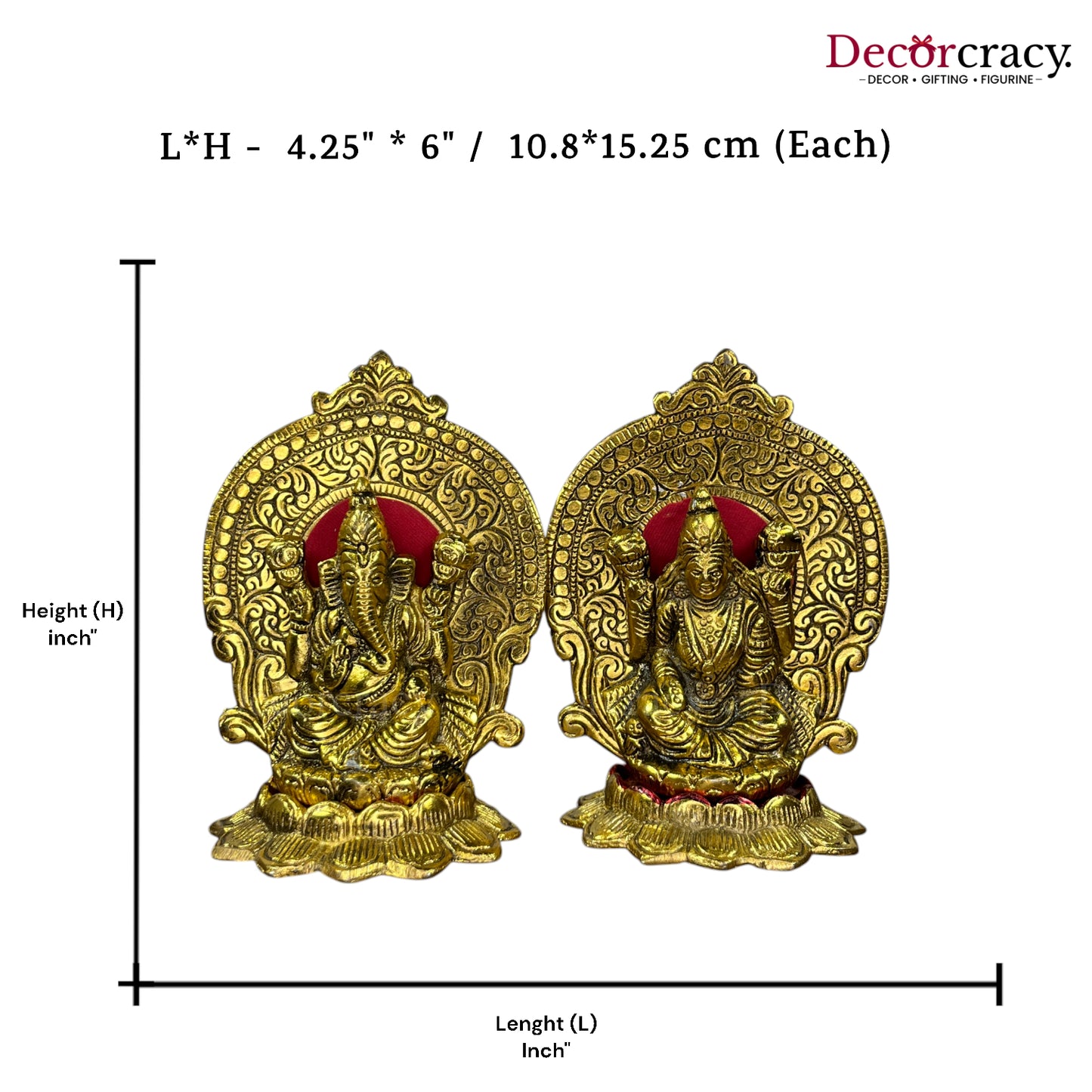 Shree Lakshmi Ganesh Lotus Metal golden