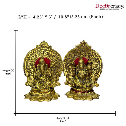 Shree Lakshmi Ganesh Lotus Metal golden