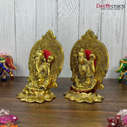 Shree Lakshmi Ganesh Lotus Metal golden