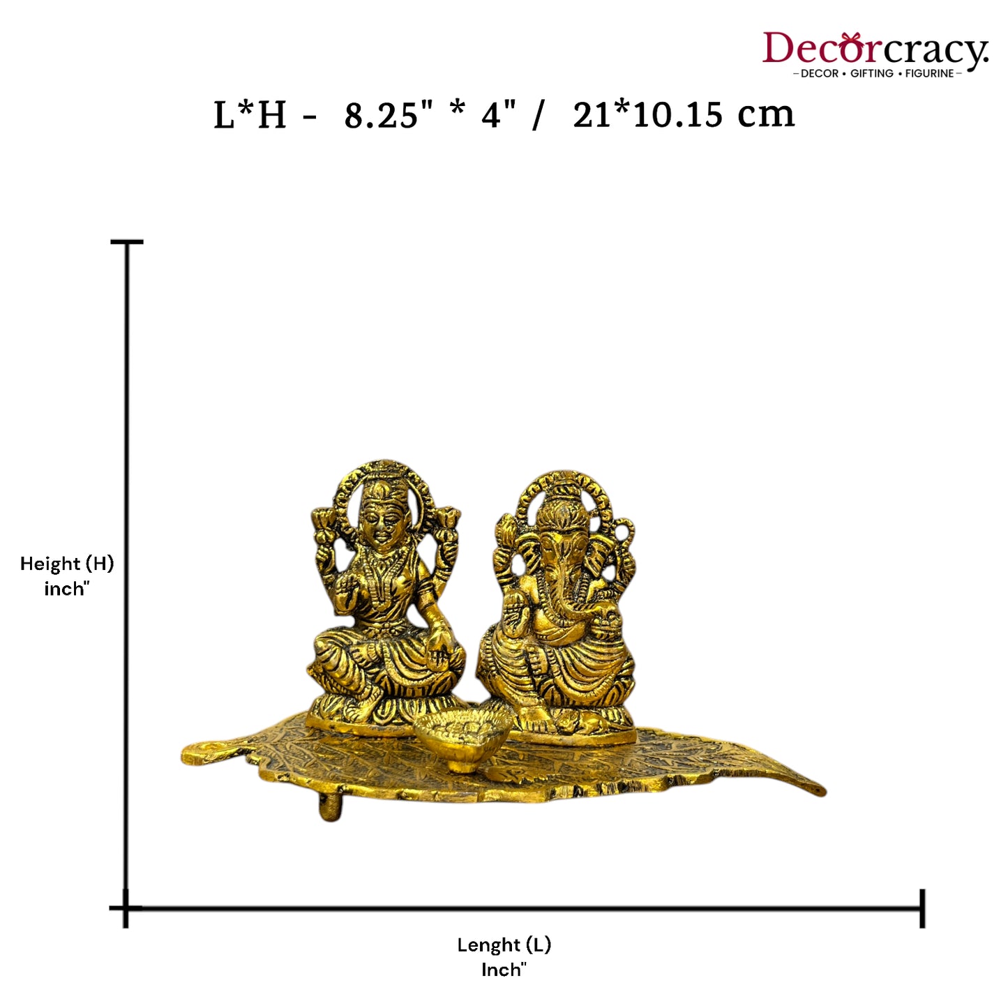 Shree Lakshmi Ganesh Patta Deepak Metal golden