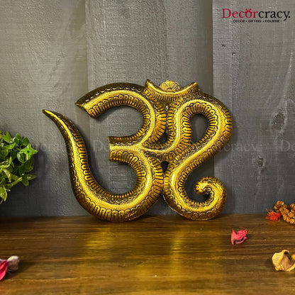 Om Symbol Wall Hanging Metal golden