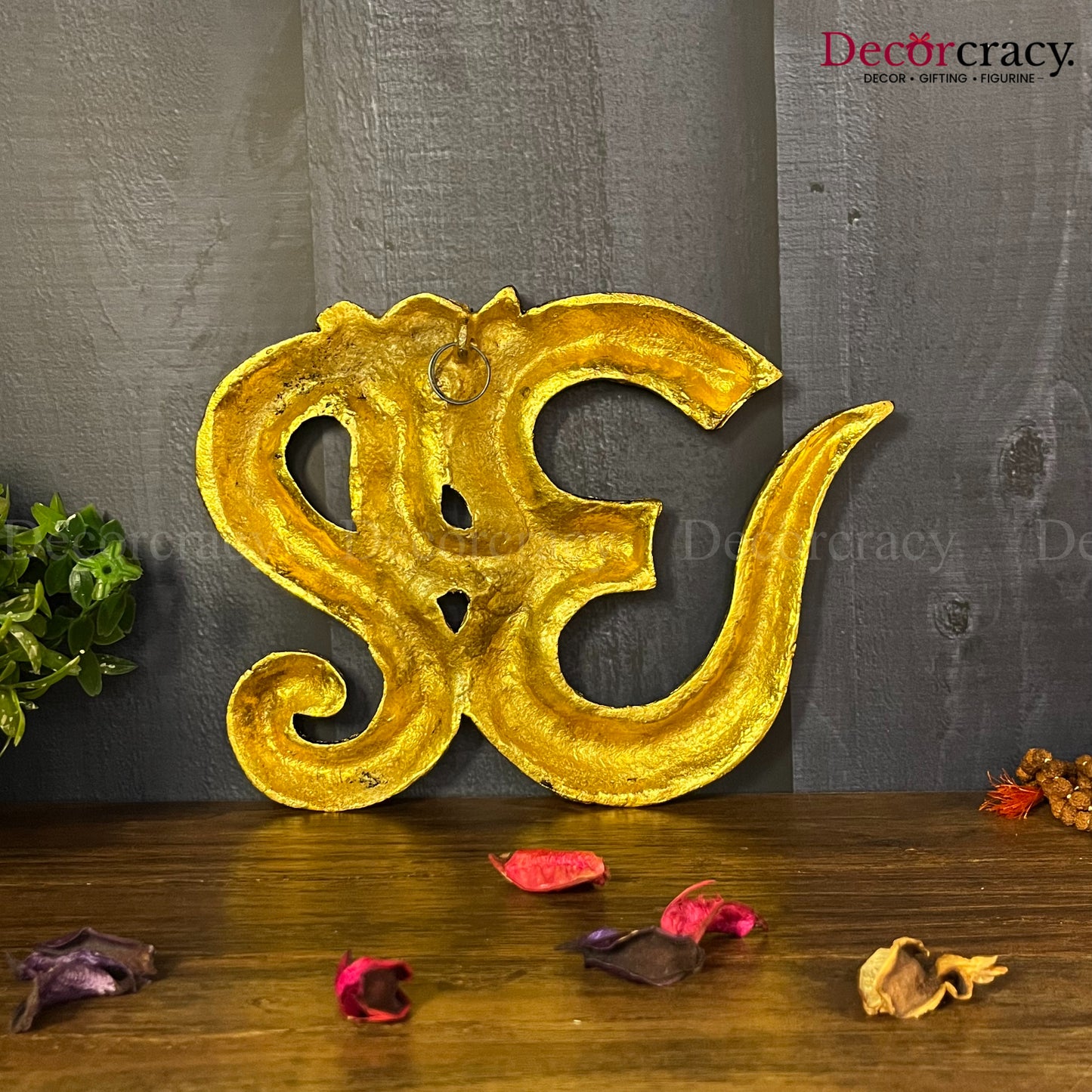Om Symbol Wall Hanging Metal golden