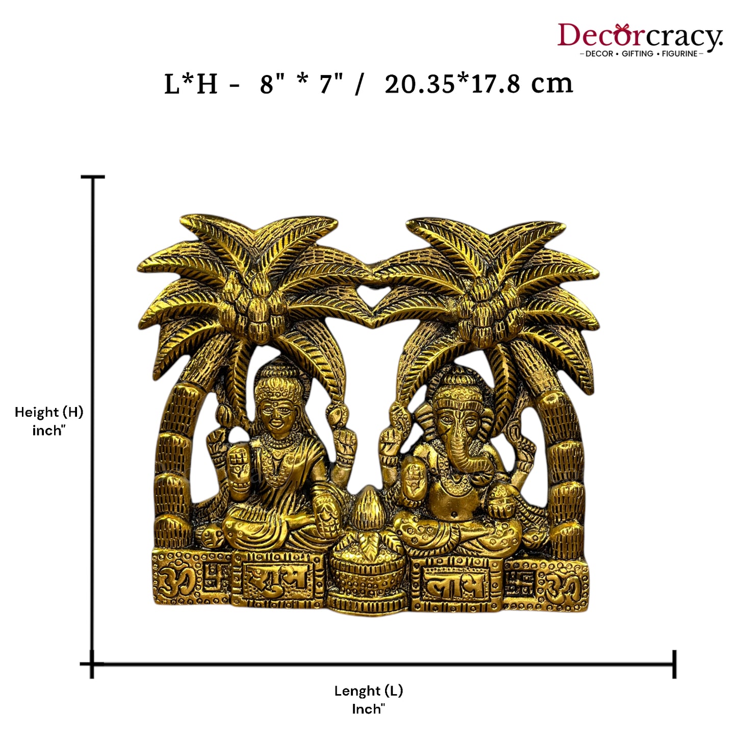 Shree Lakshmi Ganesh Palm Tree Metal golden