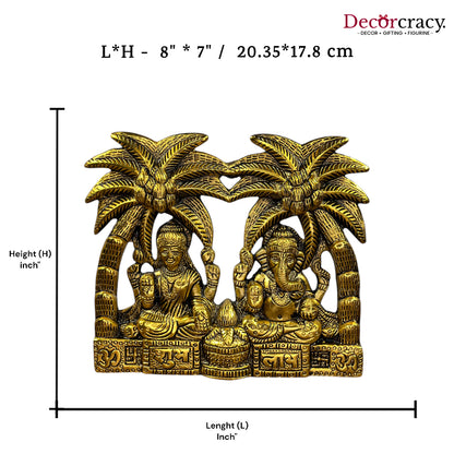 Shree Lakshmi Ganesh Palm Tree Metal golden