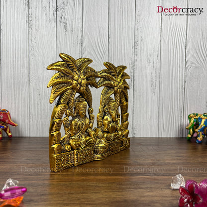 Shree Lakshmi Ganesh Palm Tree Metal golden