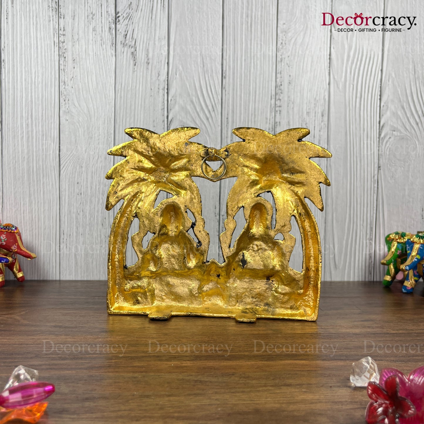 Shree Lakshmi Ganesh Palm Tree Metal golden