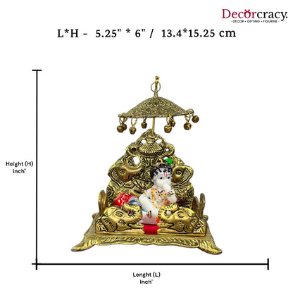 Singhasan Elephant Laddu Gopal Metal golden