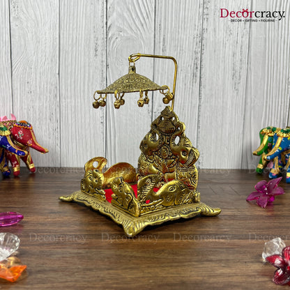 Singhasan Elephant Laddu Gopal Metal golden