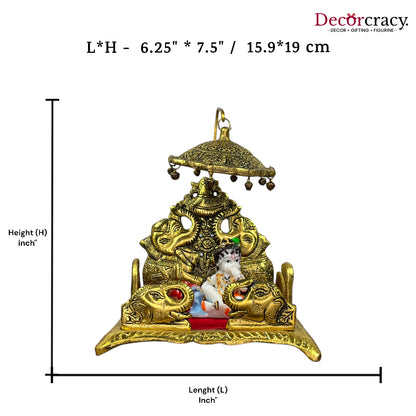Singhasan Elephant Laddu Gopal Metal golden