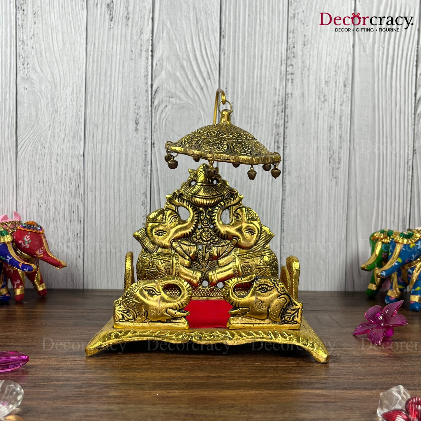 Singhasan Elephant Laddu Gopal Metal golden