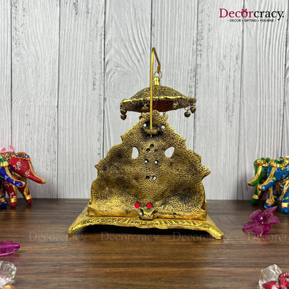 Singhasan Elephant Laddu Gopal Metal golden
