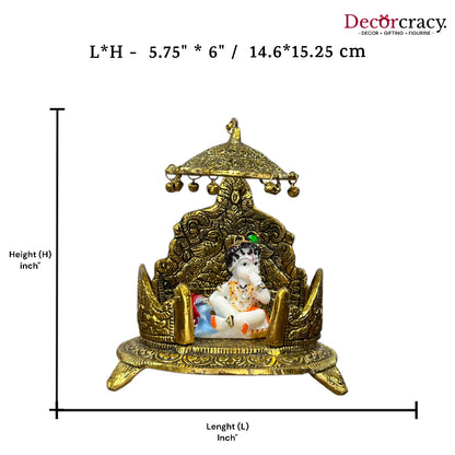Singhasan Peacock Laddu Gopal Metal golden