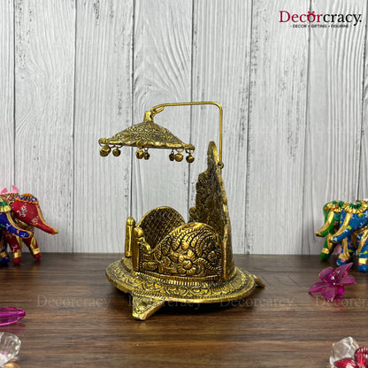 Singhasan Peacock Laddu Gopal Metal golden