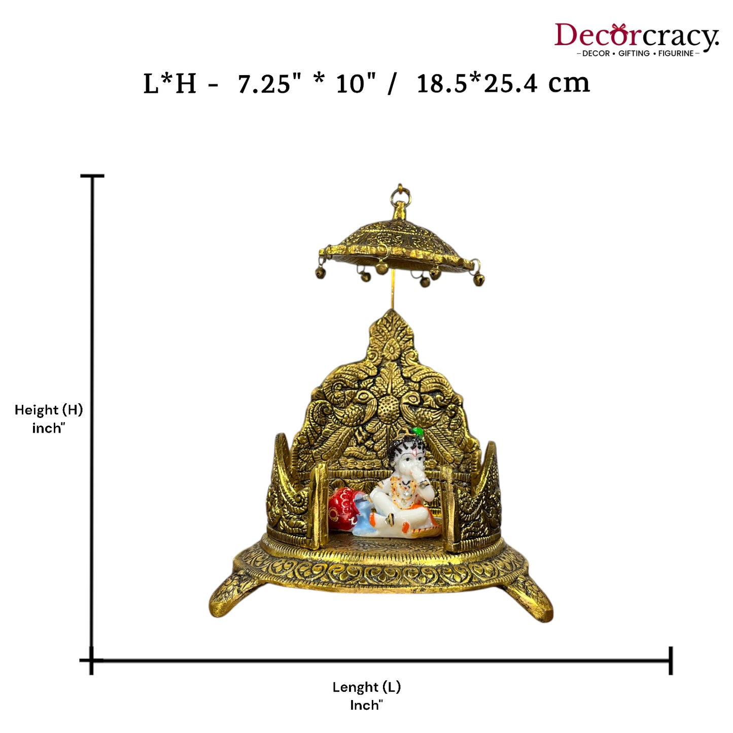 Singhasan Peacock Laddu Gopal Metal golden