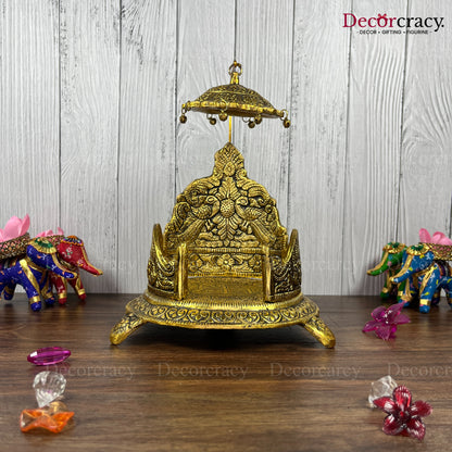 Singhasan Peacock Laddu Gopal Metal golden