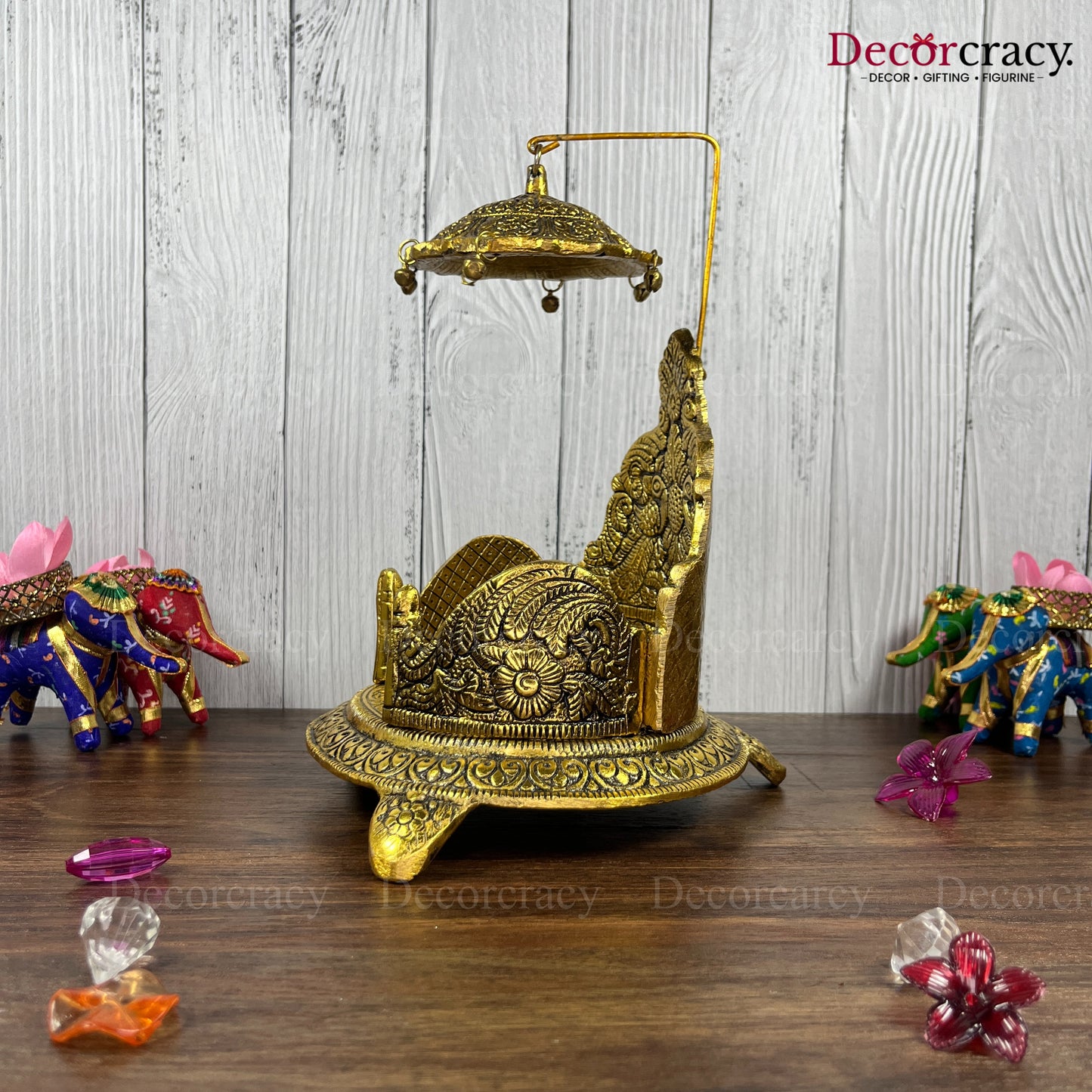 Singhasan Peacock Laddu Gopal Metal golden