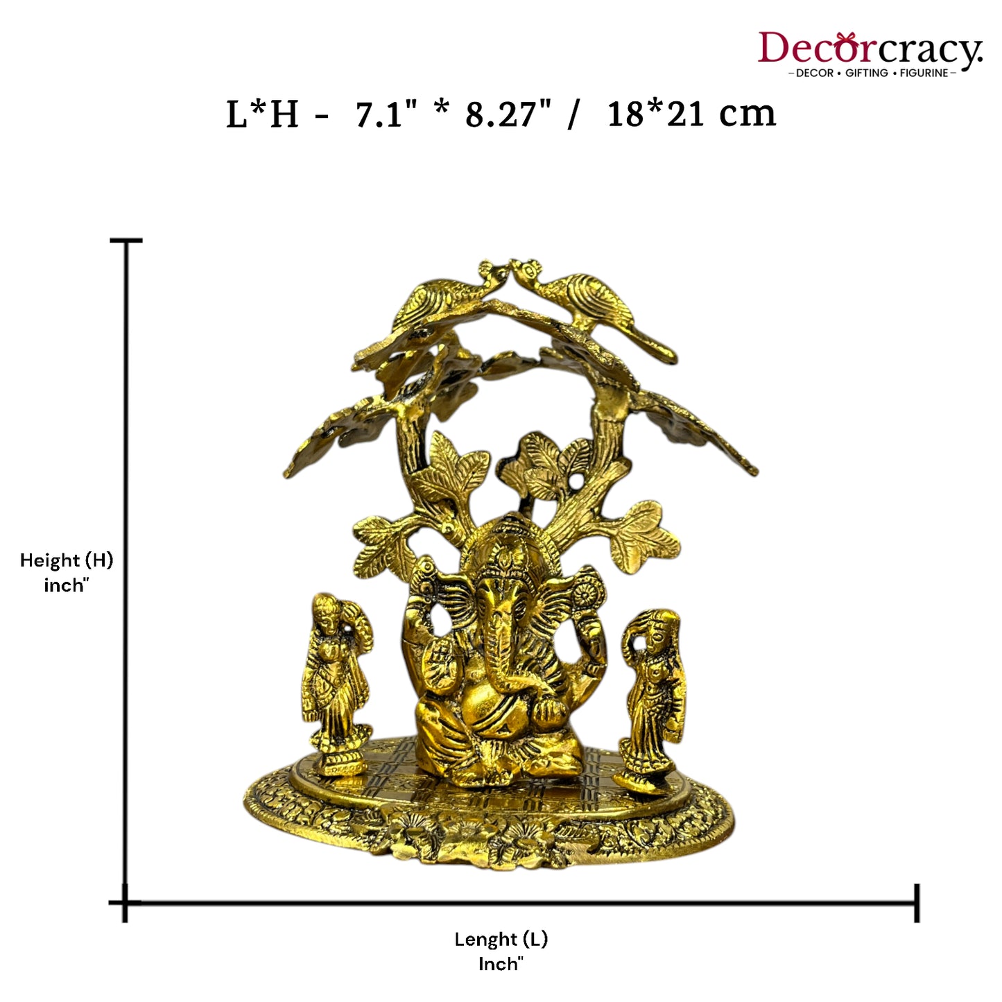 Shree Ganesh Riddhi Siddhi Tree Metal golden