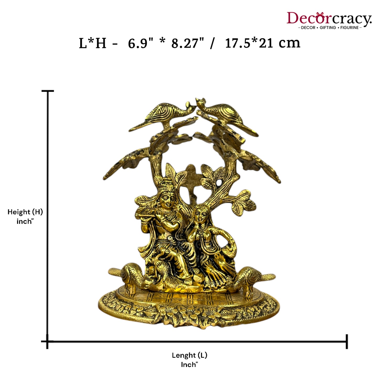 Radha Krishna Tree Metal golden