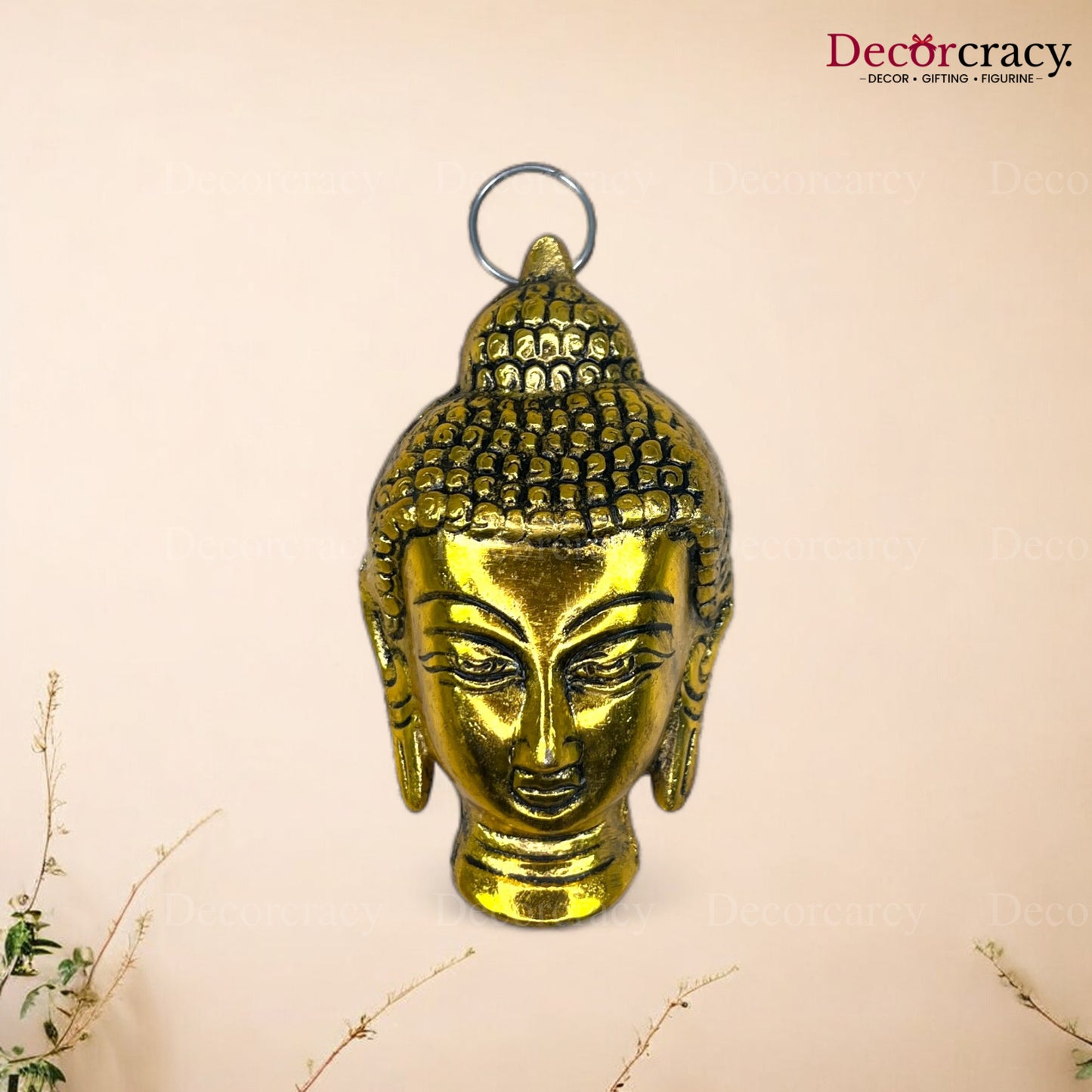 Buddha Face Wall Hanging Metal golden