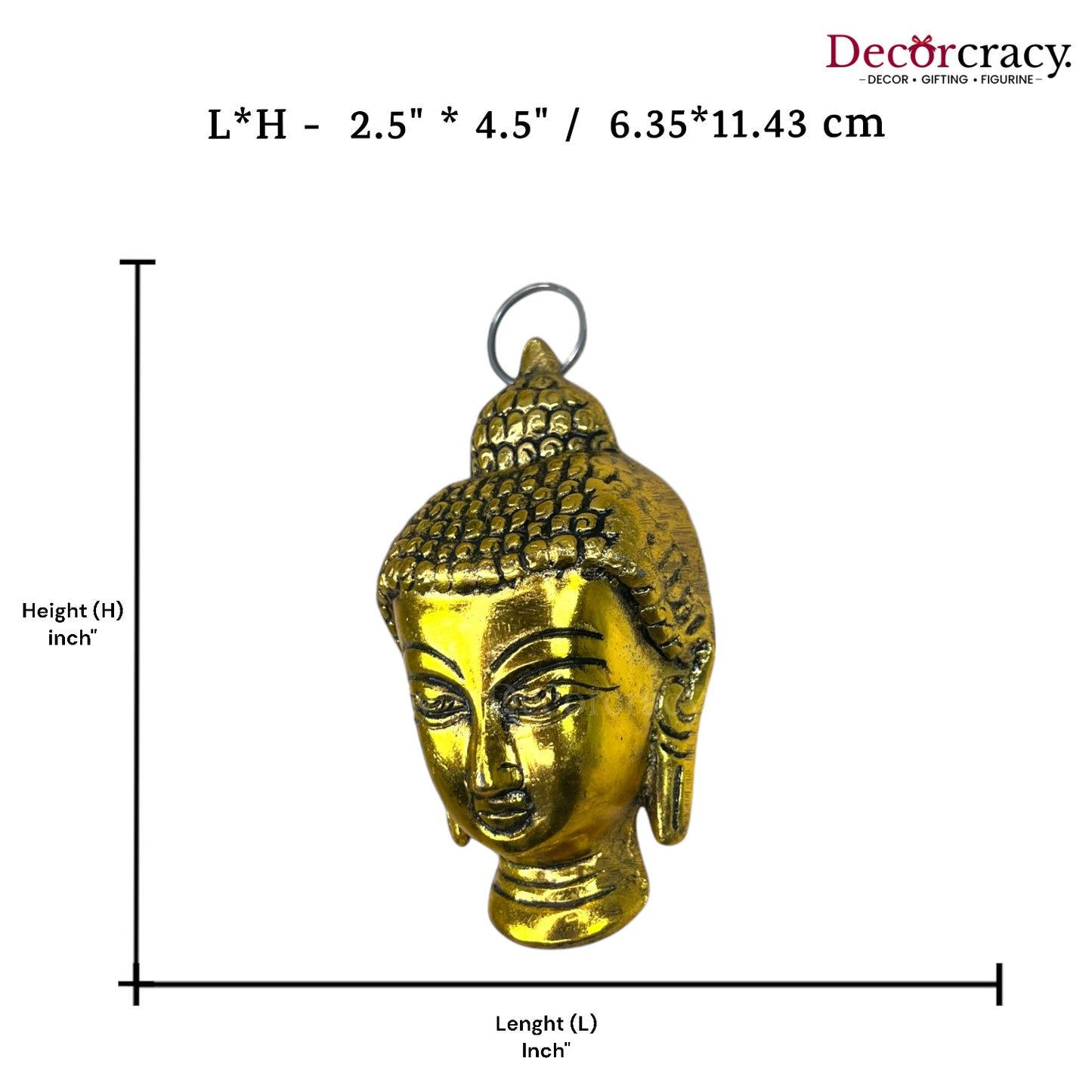 Buddha Face Wall Hanging Metal golden